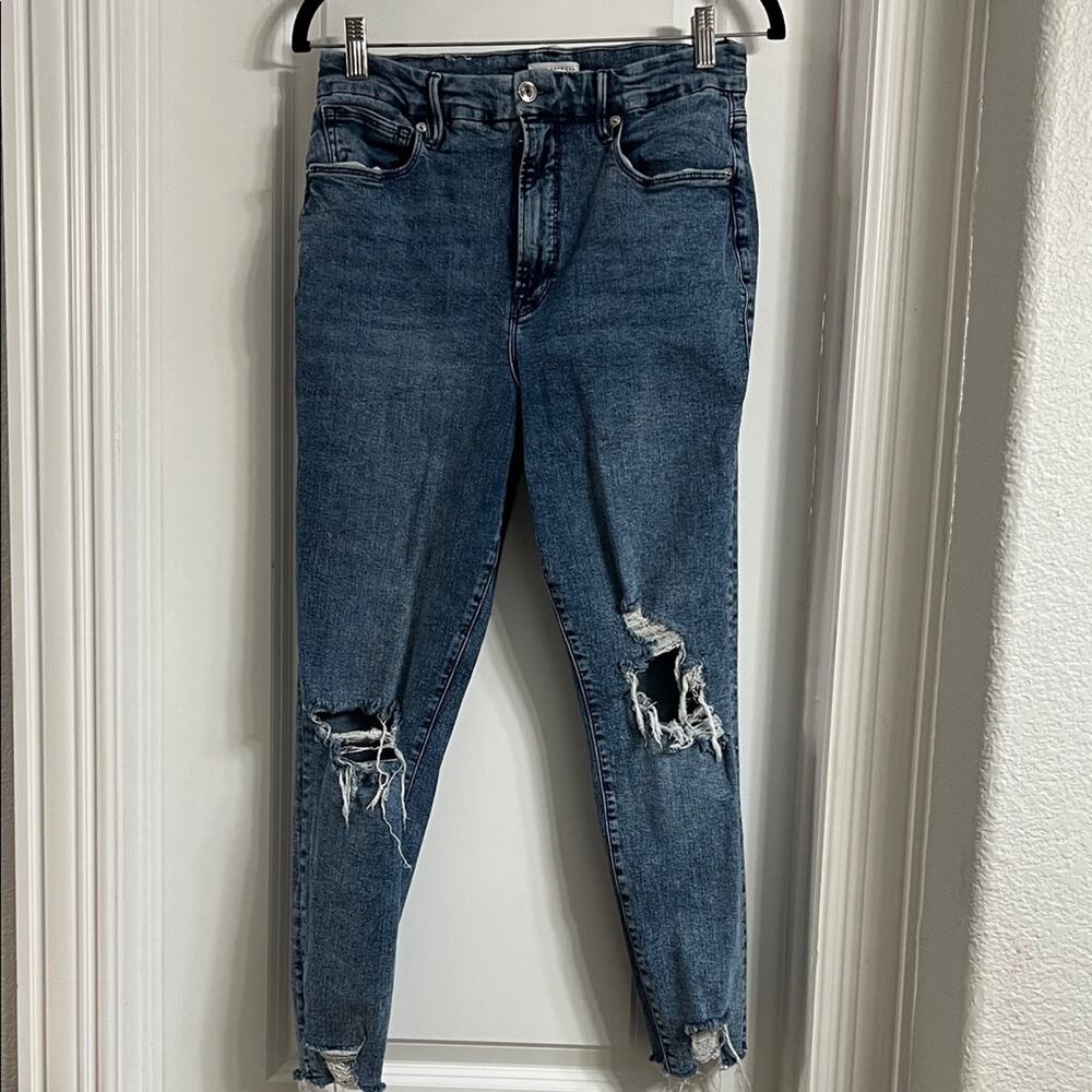 Good American Good Legs Crop Raw Hem Skinny Jeans Size 12